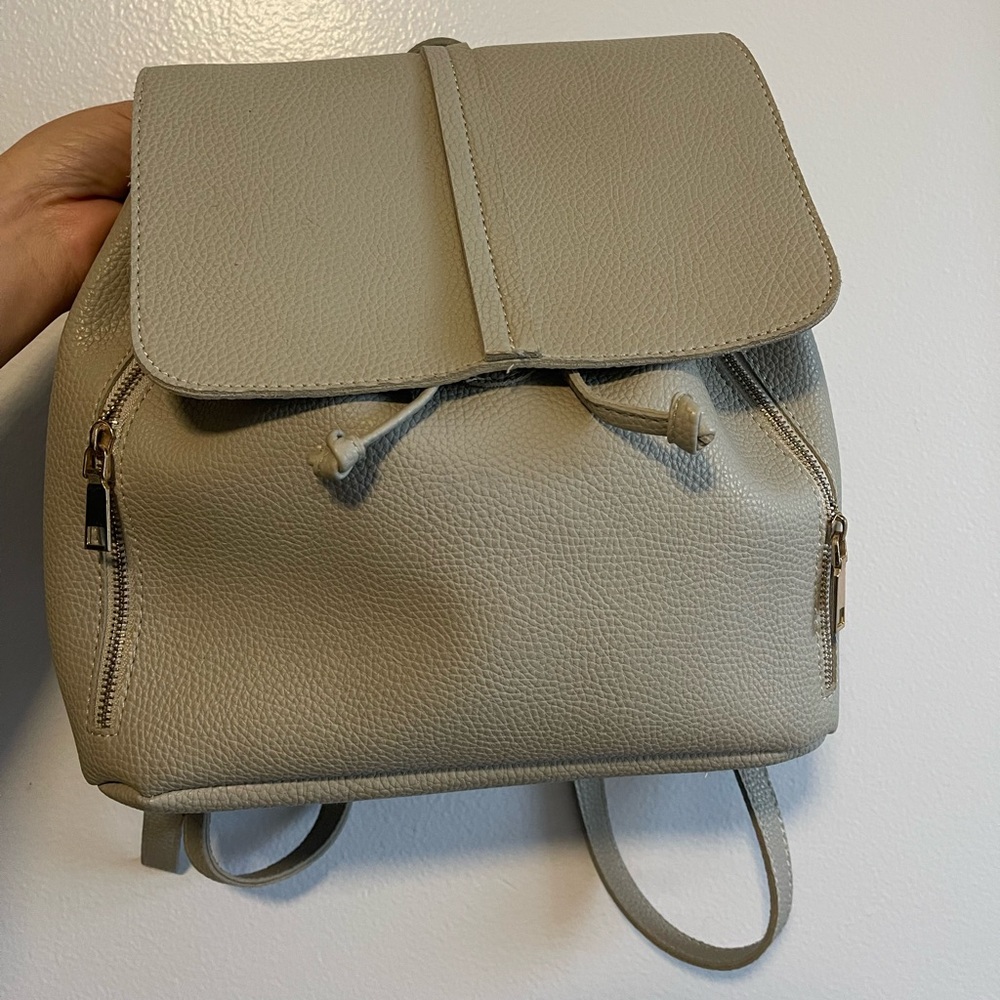 Taupe Textured Leather Backpack Like New